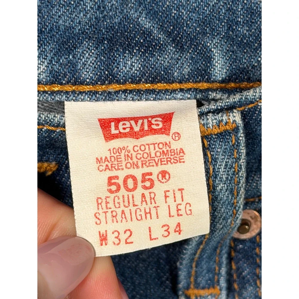 VTG Levis 505 Regular Fit Straight Leg Jeans Mens 32x34 Blue Medium Wash Denim